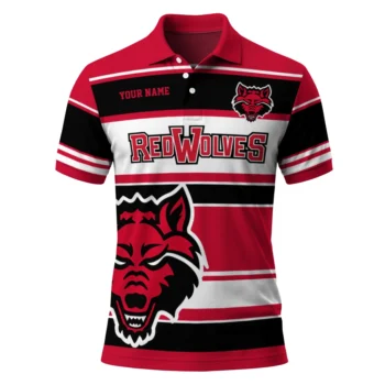 Arkansas State Red Wolves Polo Shirt Customized Horizontal Blocks Scarlet Best Selling