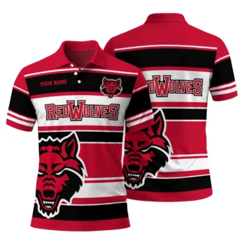Arkansas State Red Wolves Polo Shirt Customized Horizontal Blocks Scarlet Fashion Forward