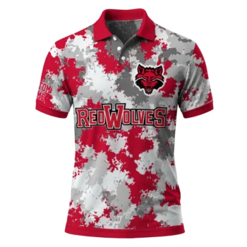 Arkansas State Red Wolves Polo Shirt Customized Pixel Camo Scarlet Best Selling