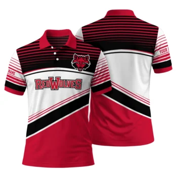 Arkansas State Red Wolves Polo Shirt Customized Slanted Stripes Scarlet White Fashion Forward