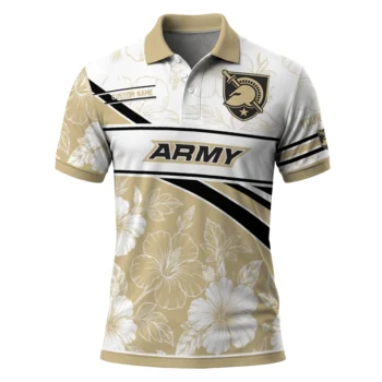 Army Black Knights Polo Shirt Customized Floral Angles Gold White Best Selling