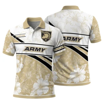 Army Black Knights Polo Shirt Customized Floral Angles Gold White Fashion Forward