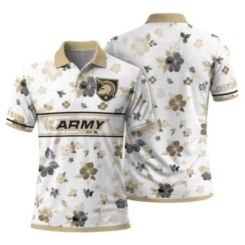Army Black Knights Polo Shirt Customized Floral Pinstripe Gold White Fashion Forward