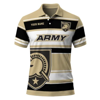 Army Black Knights Polo Shirt Customized Horizontal Blocks Gold Best Selling