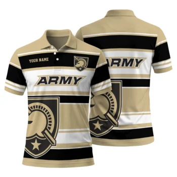 Army Black Knights Polo Shirt Customized Horizontal Blocks Gold Fashion Forward