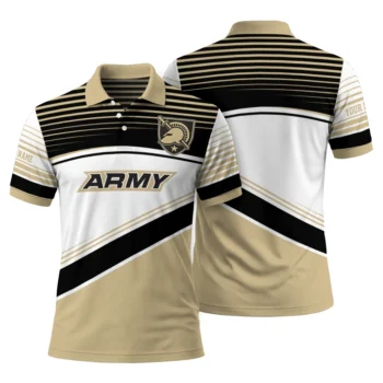 Army Black Knights Polo Shirt Customized Slanted Stripes Gold White Fashion Forward