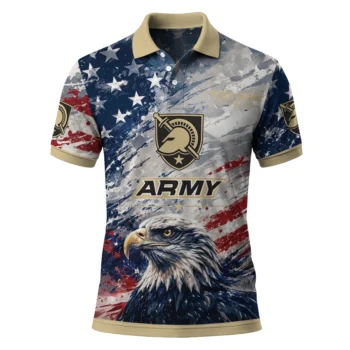 Army Black Knights Polo Shirt Customized Star Brushstrokes Gold Blue Best Selling