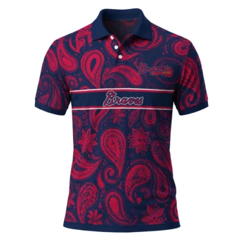Atlanta Braves Polo Shirt Custom Paisley Band Navy Best Selling