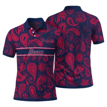 Atlanta Braves Polo Shirt Custom Paisley Band Navy Fashion Forward