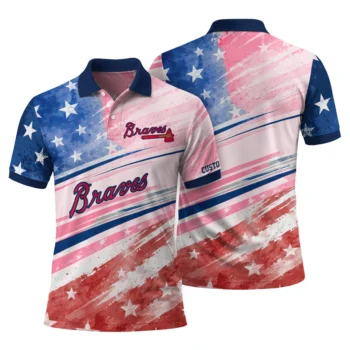 Atlanta Braves Polo Shirt Custom Star Stripes Red Blue Fashion Forward