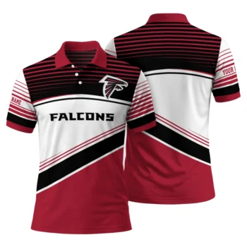 Atlanta Falcons Polo Shirt Custom Slanted Stripes Red White Fashion Forward