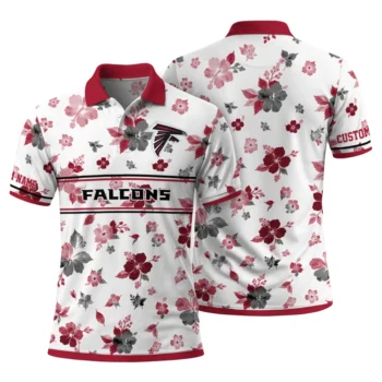 Atlanta Falcons Polo Shirt Customized Floral Pinstripe Red White Fashion Forward