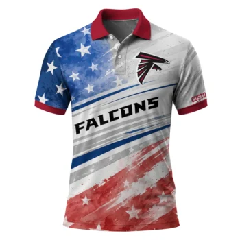 Atlanta Falcons Polo Shirt Customized Star Stripes Red Blue Best Selling