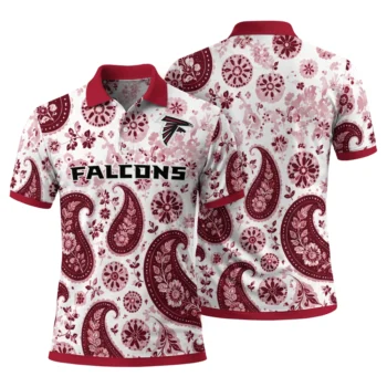 Atlanta Falcons Polo Shirt Personalized Paisley Florals Red White Fashion Forward
