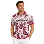 Atlanta Falcons Polo Shirt Personalized Paisley Florals Red White Best Selling