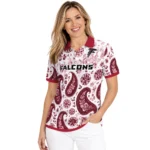 Atlanta Falcons Polo Shirt Personalized Paisley Florals Red White Best Selling