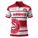 Atlanta Hawks Polo Shirt - Personalized Horizontal Blocks Red