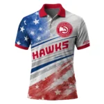Atlanta Hawks Polo Shirt - Personalized Star Stripes Red Blue
