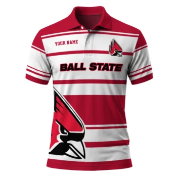 Ball State Cardinals Polo Shirt Customized Horizontal Blocks Red Best Selling