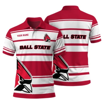 Ball State Cardinals Polo Shirt Customized Horizontal Blocks Red Fashion Forward