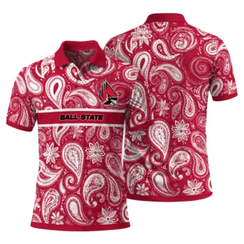 Ball State Cardinals Polo Shirt Customized Paisley Band Red Fashion Forward