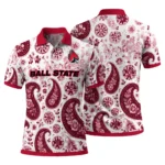 Ball State Cardinals Polo Shirt Customized Paisley Florals Red White Best Selling