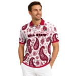 Ball State Cardinals Polo Shirt Customized Paisley Florals Red White Best Selling