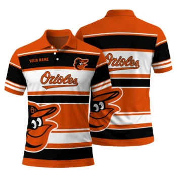 Baltimore Orioles Polo Shirt Customized Horizontal Blocks Orange Fashion Forward