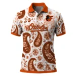 Baltimore Orioles Polo Shirt Customized Paisley Florals Orange White Best Selling