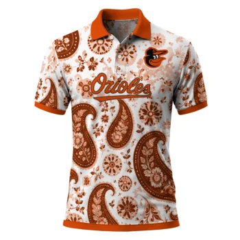 Baltimore Orioles Polo Shirt Customized Paisley Florals Orange White Best Selling