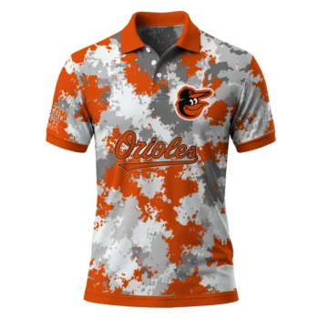 Baltimore Orioles Polo Shirt Customized Pixel Camo Orange Best Selling