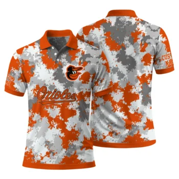 Baltimore Orioles Polo Shirt Customized Pixel Camo Orange Fashion Forward