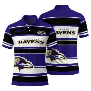 Baltimore Ravens Polo Shirt Custom Horizontal Blocks Purple Fashion Forward