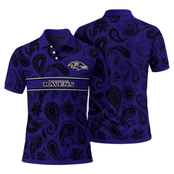 Baltimore Ravens Polo Shirt Customized Paisley Band Purple Fashion Forward