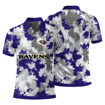 Baltimore Ravens Polo Shirt Customized Pixel Camo Purple Fashion Forward