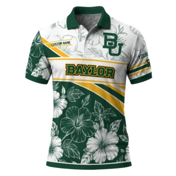 Baylor Bears Polo Shirt Personalized Floral Angles Green White Best Selling
