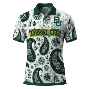 Baylor Bears Polo Shirt Personalized Paisley Florals Green White Best Selling