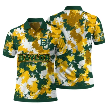 Baylor Bears Polo Shirt Personalized Pixel Camo Green Fashion Forward