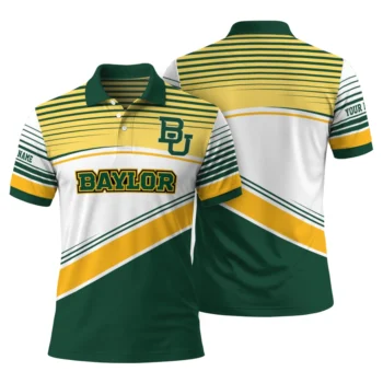Baylor Bears Polo Shirt Personalized Slanted Stripes Green White Fashion Forward