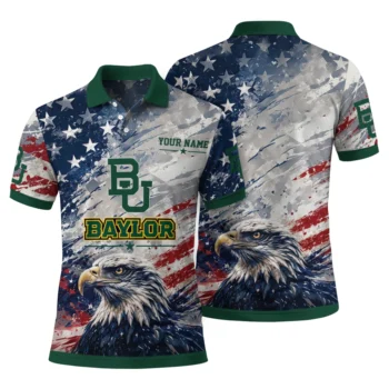Baylor Bears Polo Shirt Personalized Star Brushstrokes Green Blue Fashion Forward