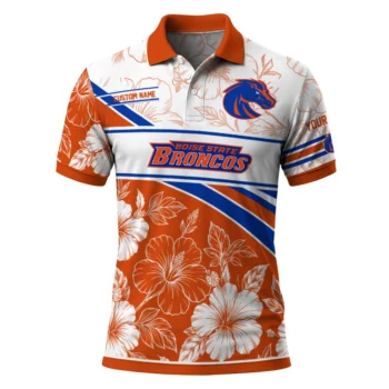 Boise State Broncos Polo Shirt Custom Floral Angles Orange White Best Selling