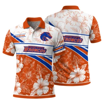 Boise State Broncos Polo Shirt Custom Floral Angles Orange White Fashion Forward