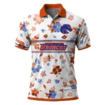 Boise State Broncos Polo Shirt Custom Floral Pinstripe Orange White Best Selling