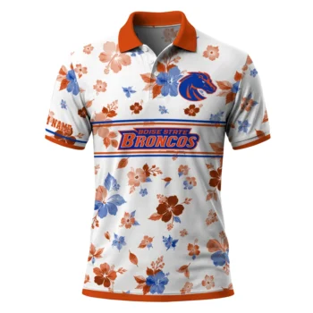 Boise State Broncos Polo Shirt Custom Floral Pinstripe Orange White Best Selling