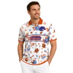 Boise State Broncos Polo Shirt Custom Floral Pinstripe Orange White Best Selling