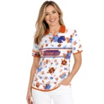 Boise State Broncos Polo Shirt Custom Floral Pinstripe Orange White Best Selling