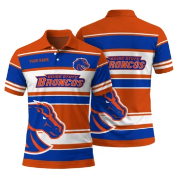 Boise State Broncos Polo Shirt Custom Horizontal Blocks Orange Fashion Forward