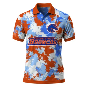 Boise State Broncos Polo Shirt Custom Pixel Camo Orange Best Selling
