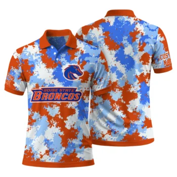 Boise State Broncos Polo Shirt Custom Pixel Camo Orange Fashion Forward