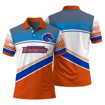 Boise State Broncos Polo Shirt Custom Slanted Stripes Orange White Fashion Forward
